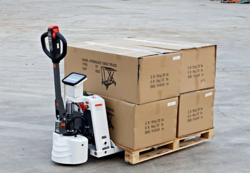 Xe nâng tay điện gắn cân