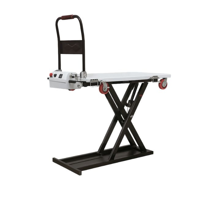 Hệ thống cắt kéo xe nâng mặt bàn tự leo giúp xe dễ dàng nâng lên, hạ xuống