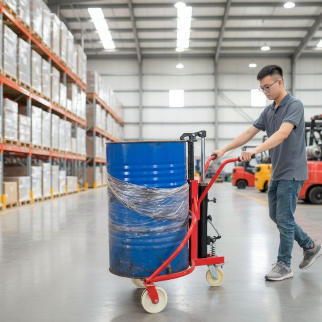 Xe nâng thùng phuy tay thấp